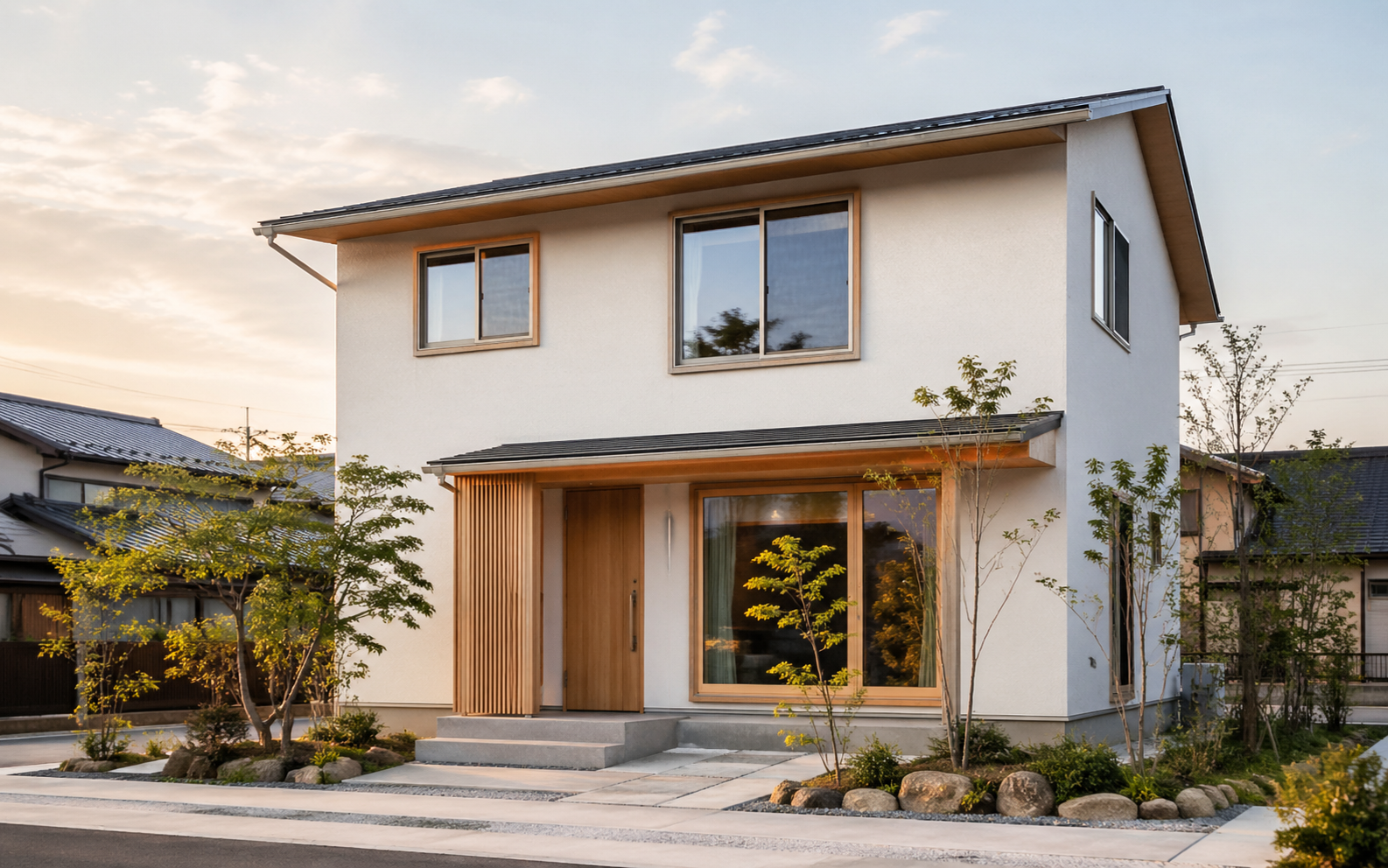 端正な日本の木造住宅の外観